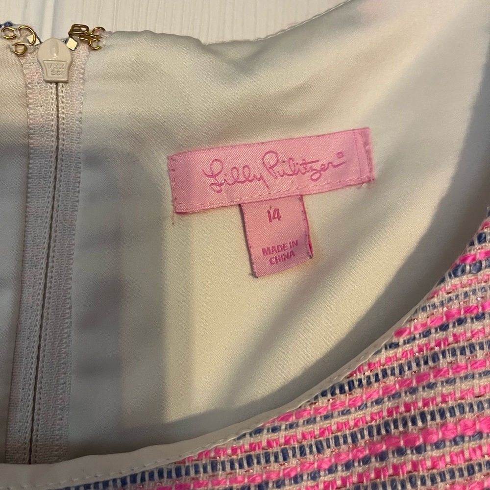 Lilly Pulitzer Charlton Barnard Boucle PinkSleevelessSheathSize14. FitsLike10/12 - Picture 2 of 3